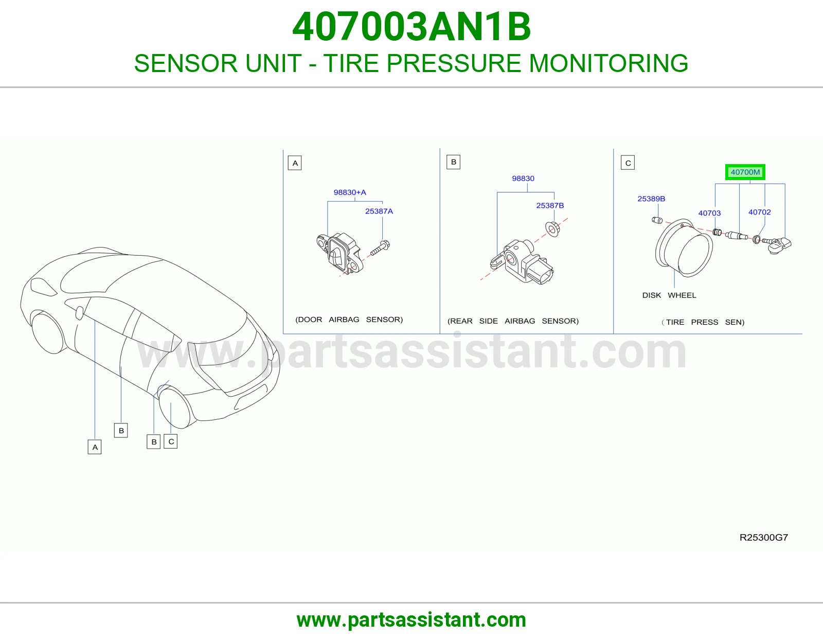 وحدة حساس مراقبة ضغط كفرات (TPMS) 407003AN1B