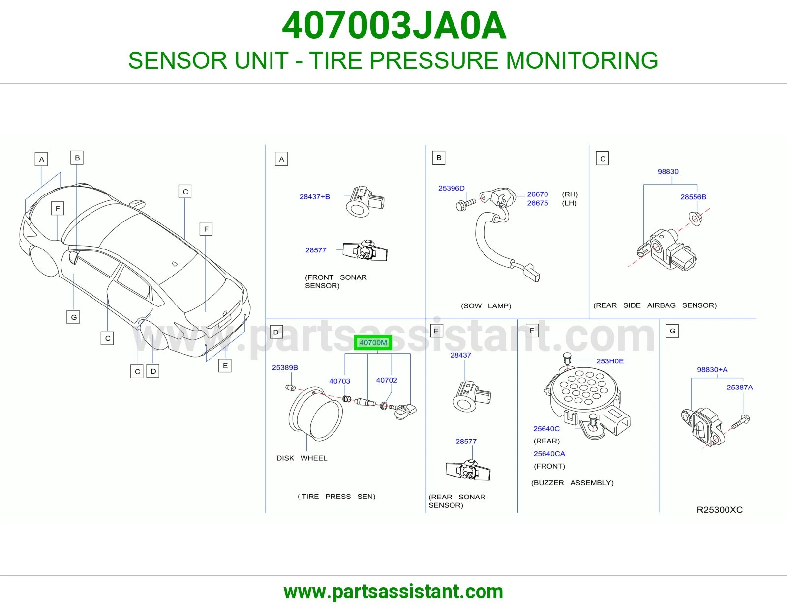 وحدة حساس مراقبة ضغط كفرات (TPMS) 407003JA0A
