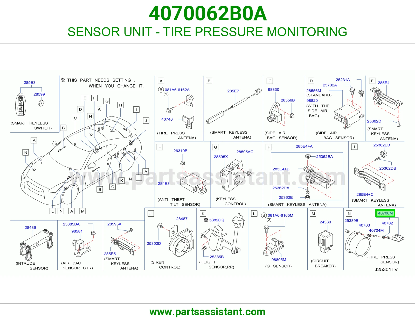 وحدة حساس مراقبة ضغط كفرات (TPMS) 4070062B0A