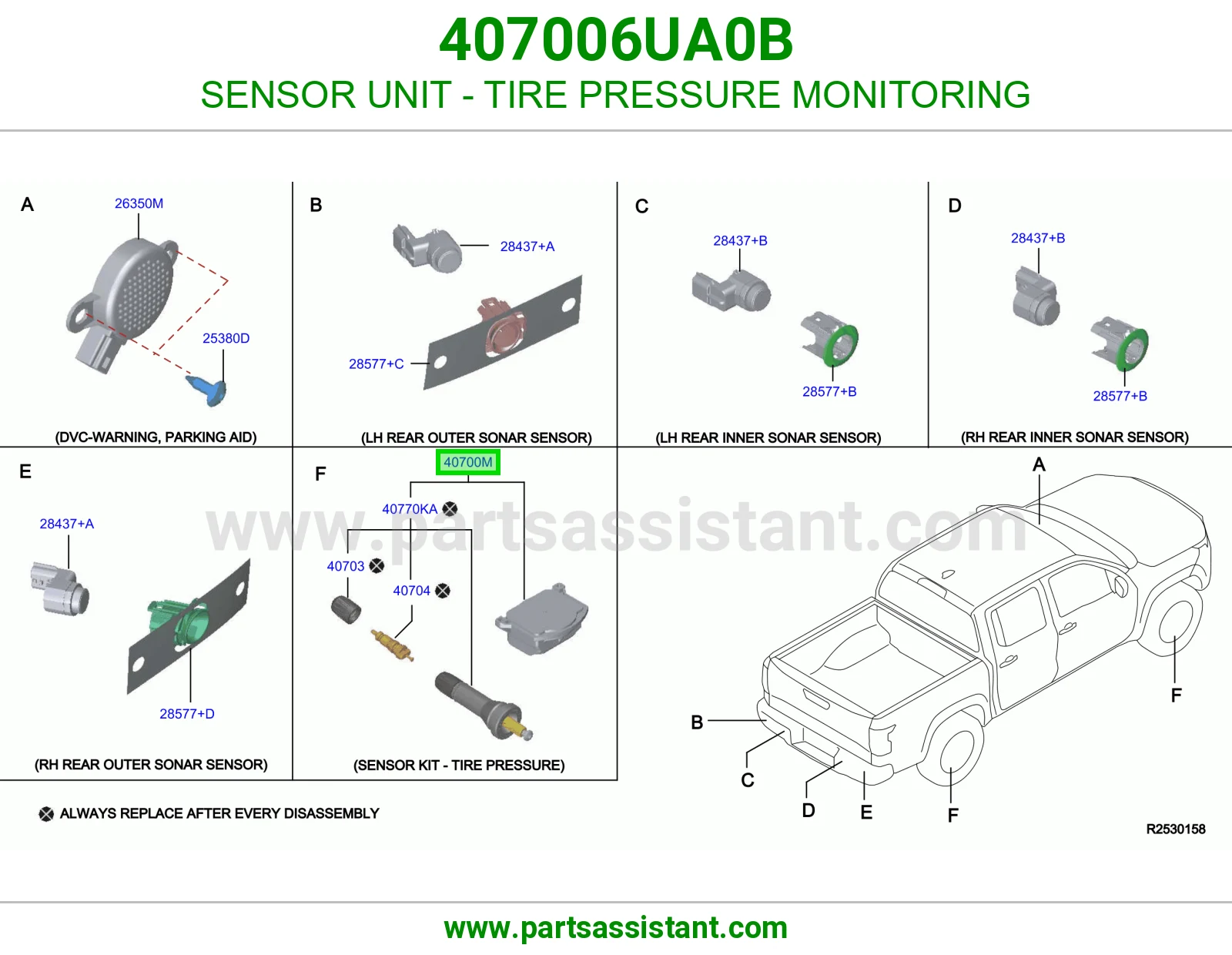 وحدة حساس مراقبة ضغط كفرات (TPMS) 407006UA0B