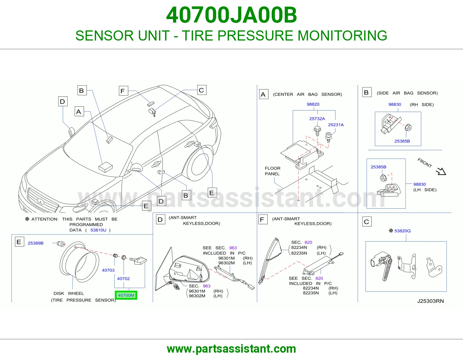 وحدة حساس مراقبة ضغط كفرات (TPMS) 40700JA00B