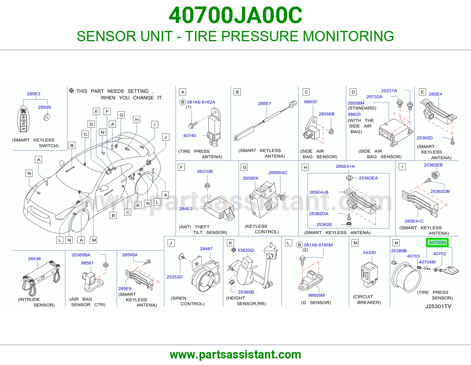 وحدة حساس مراقبة ضغط كفرات (TPMS) 40700JA00C