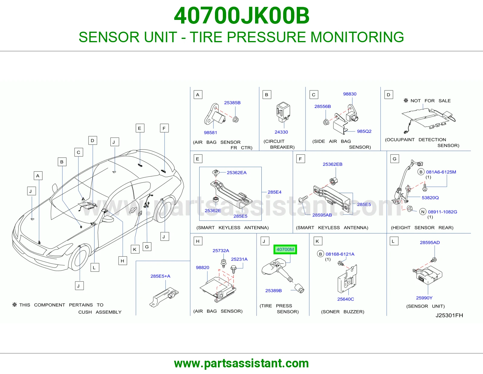 وحدة حساس مراقبة ضغط كفرات (TPMS) 40700JK00B