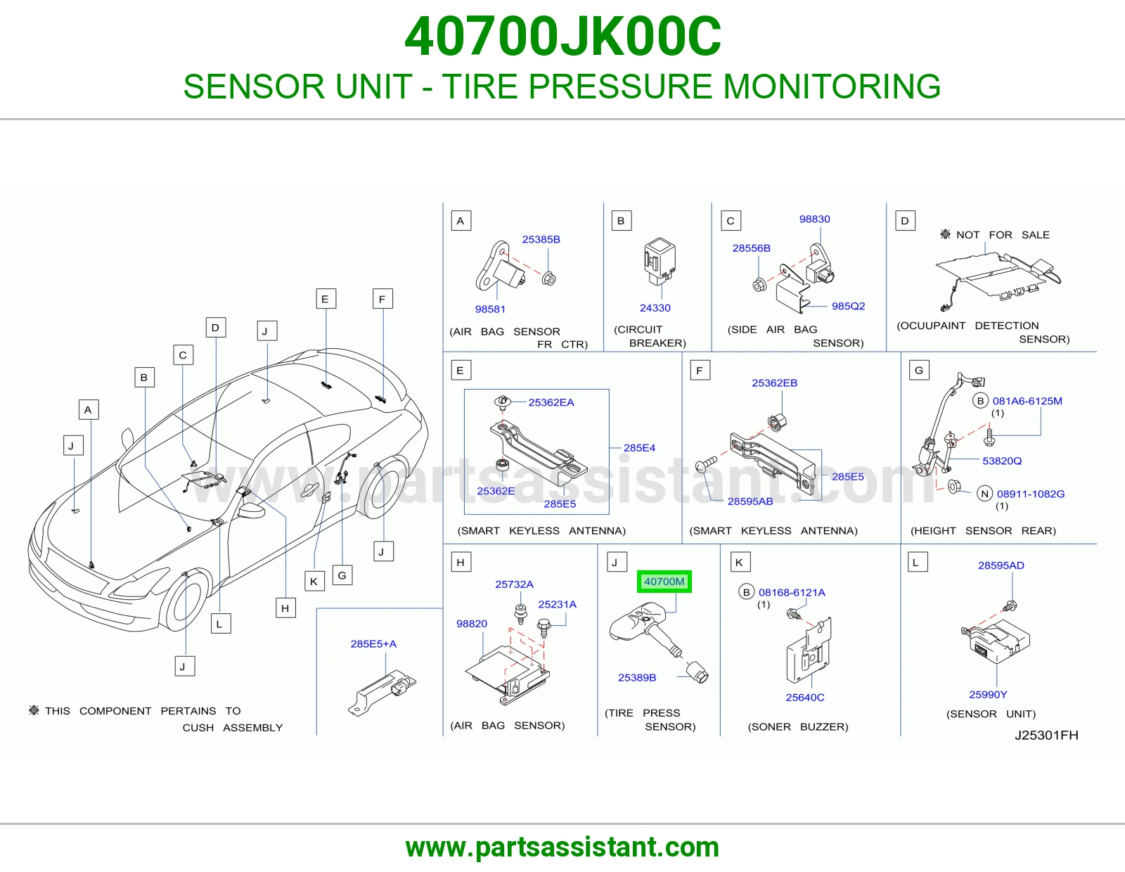 وحدة حساس مراقبة ضغط كفرات (TPMS) 40700JK00C