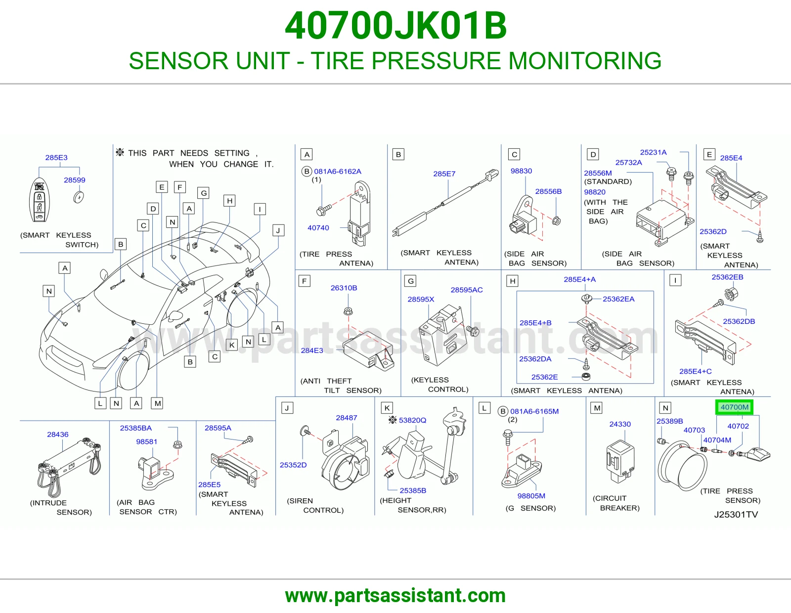 وحدة حساس مراقبة ضغط كفرات (TPMS) 40700JK01B