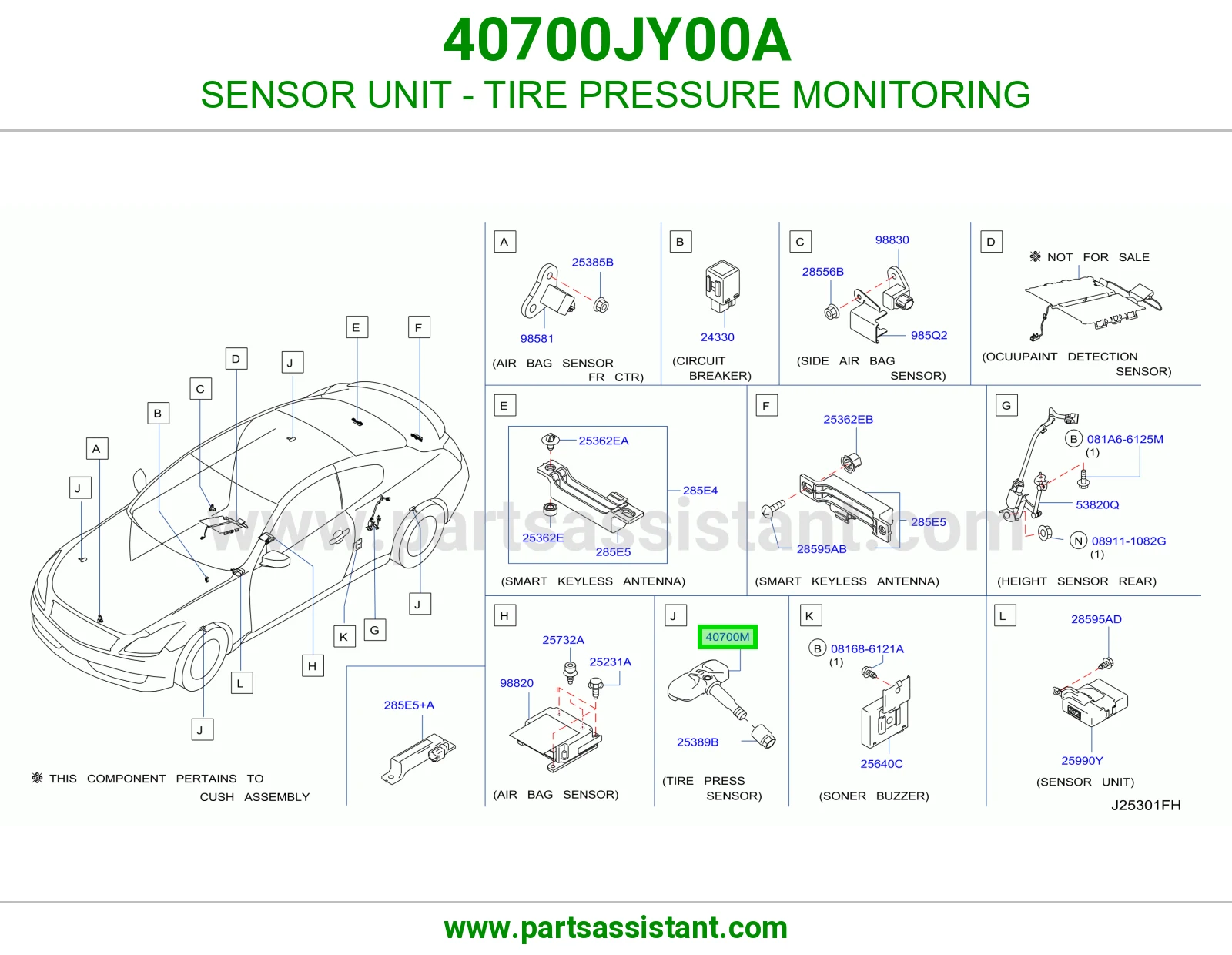 وحدة حساس مراقبة ضغط كفرات (TPMS) 40700JY00A