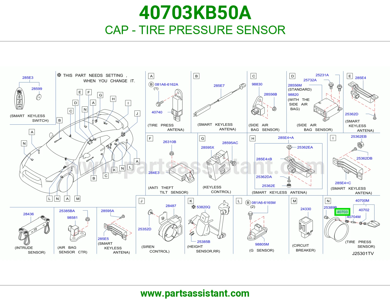 غطاء حساس ضغط الكفرات TPMS 40703KB50A