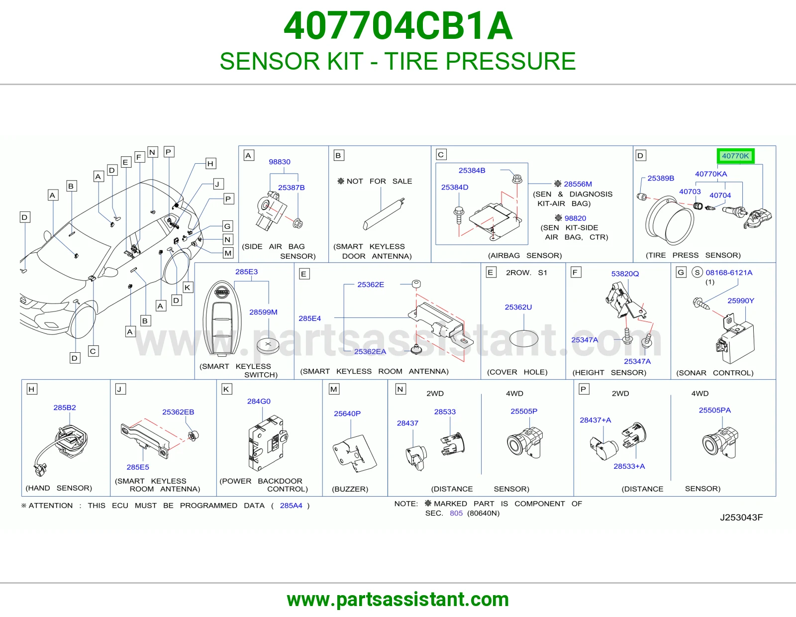 طقم حساس ضغط كفرات 407704CB1A