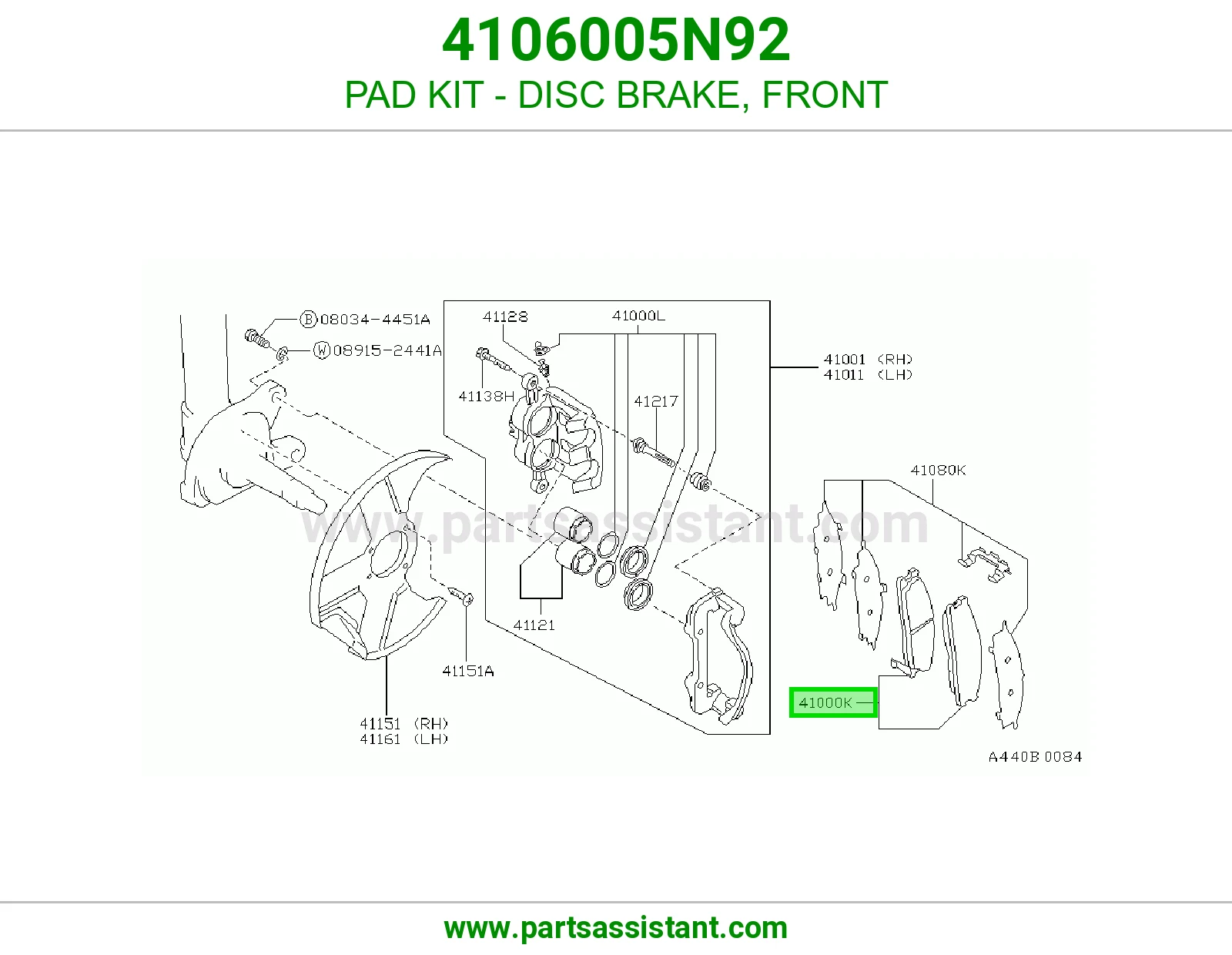 PAD KIT - DISC BRAKE, FRONT 4106005N92