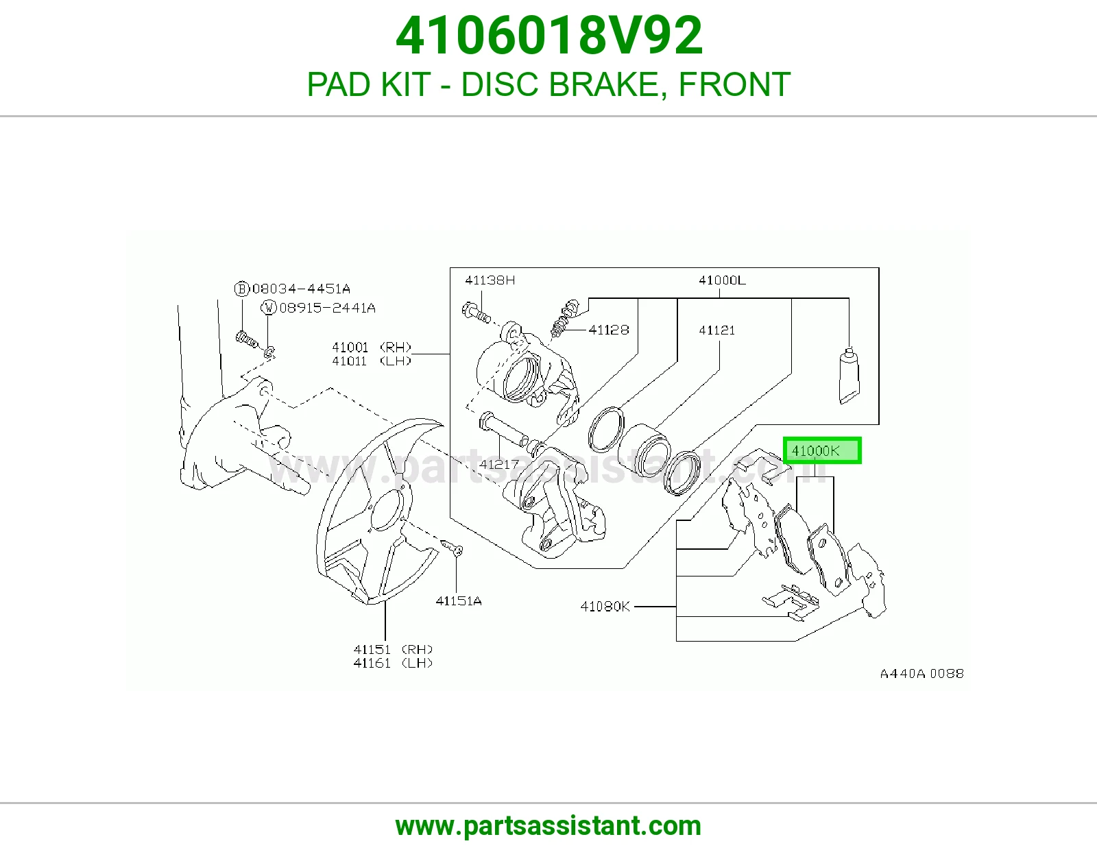PAD KIT - DISC BRAKE, FRONT 4106018V92