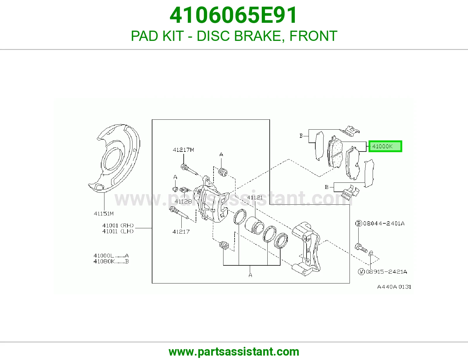 PAD KIT - DISC BRAKE, FRONT 4106065E91