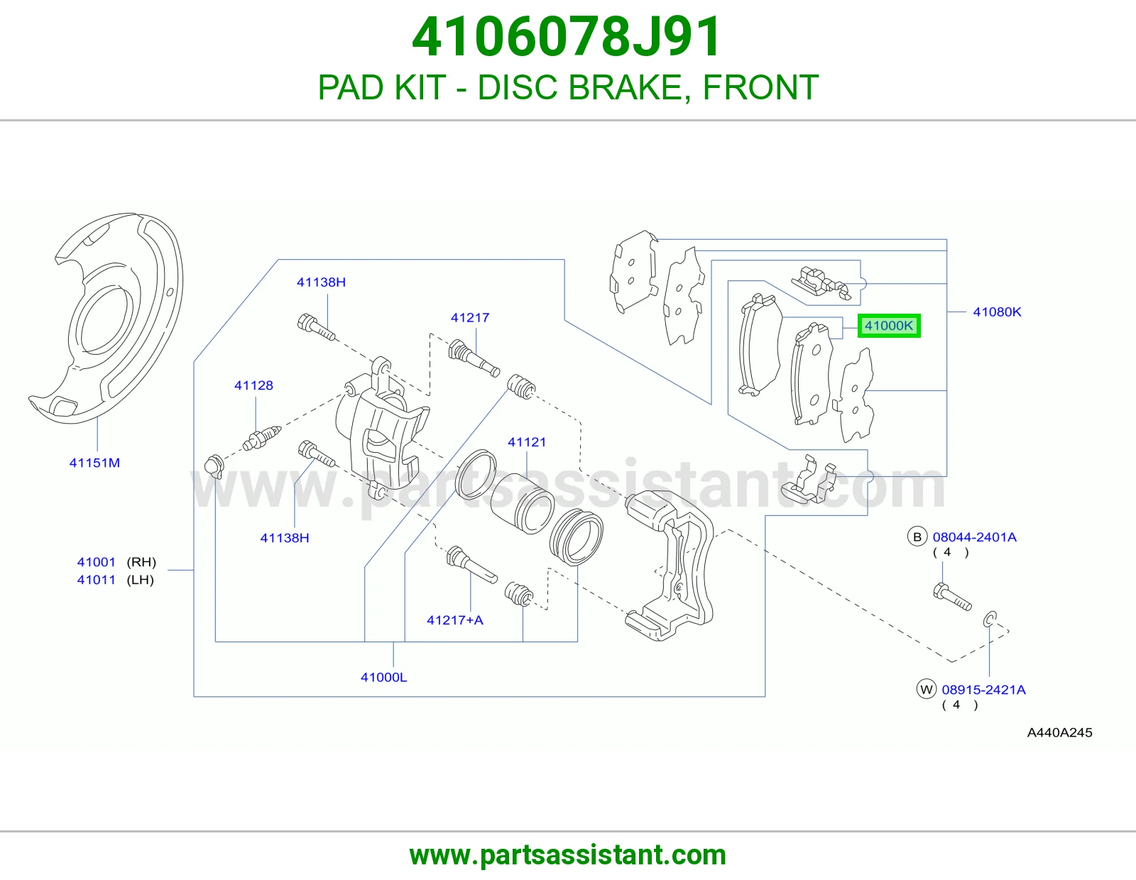 PAD KIT - DISC BRAKE, FRONT 4106078J91