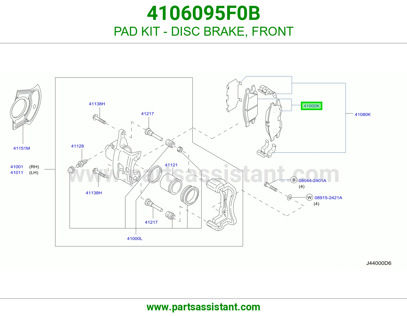 PAD KIT - DISC BRAKE, FRONT 4106095F0B
