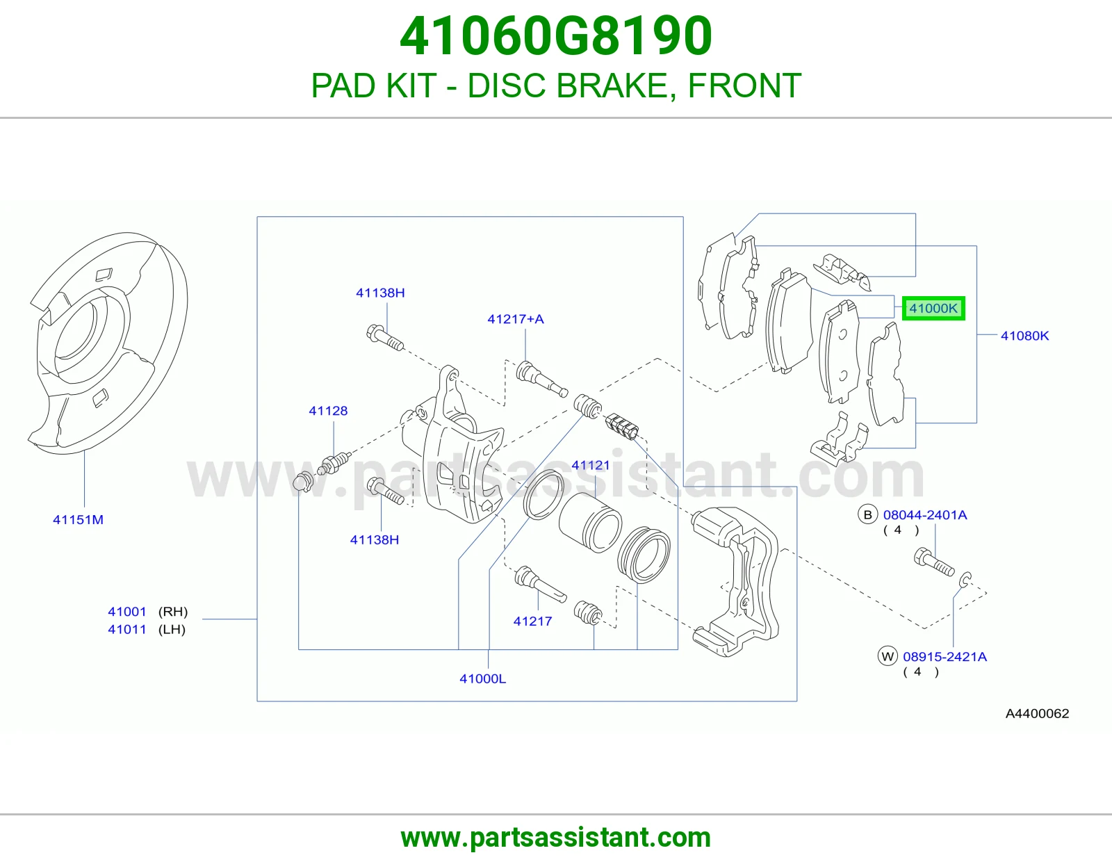 PAD KIT - DISC BRAKE, FRONT 41060G8190