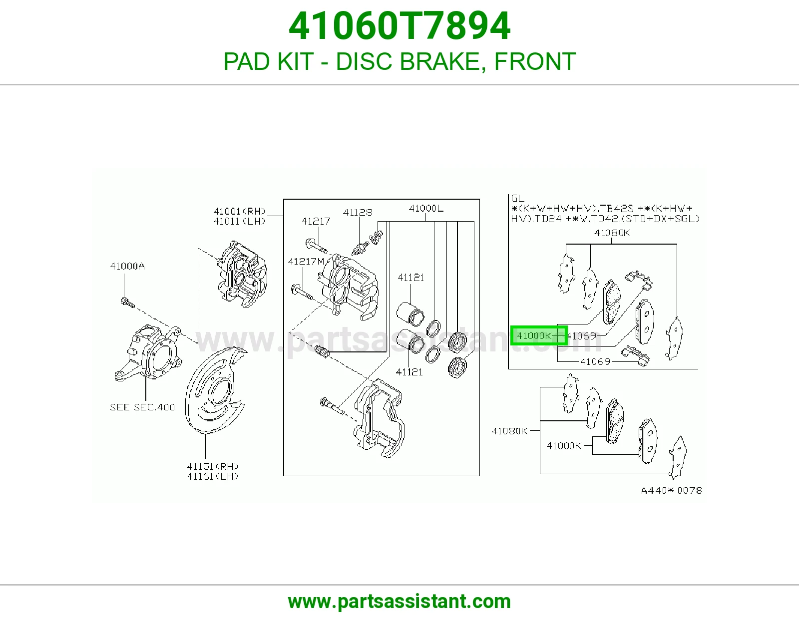 فحمات فرامل امامي 41060T7894