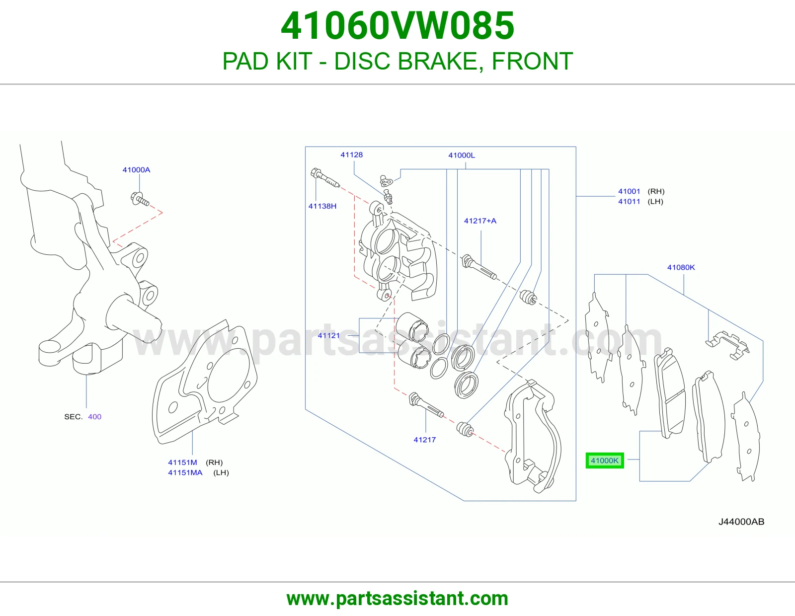 PAD KIT - DISC BRAKE, FRONT 41060VW085
