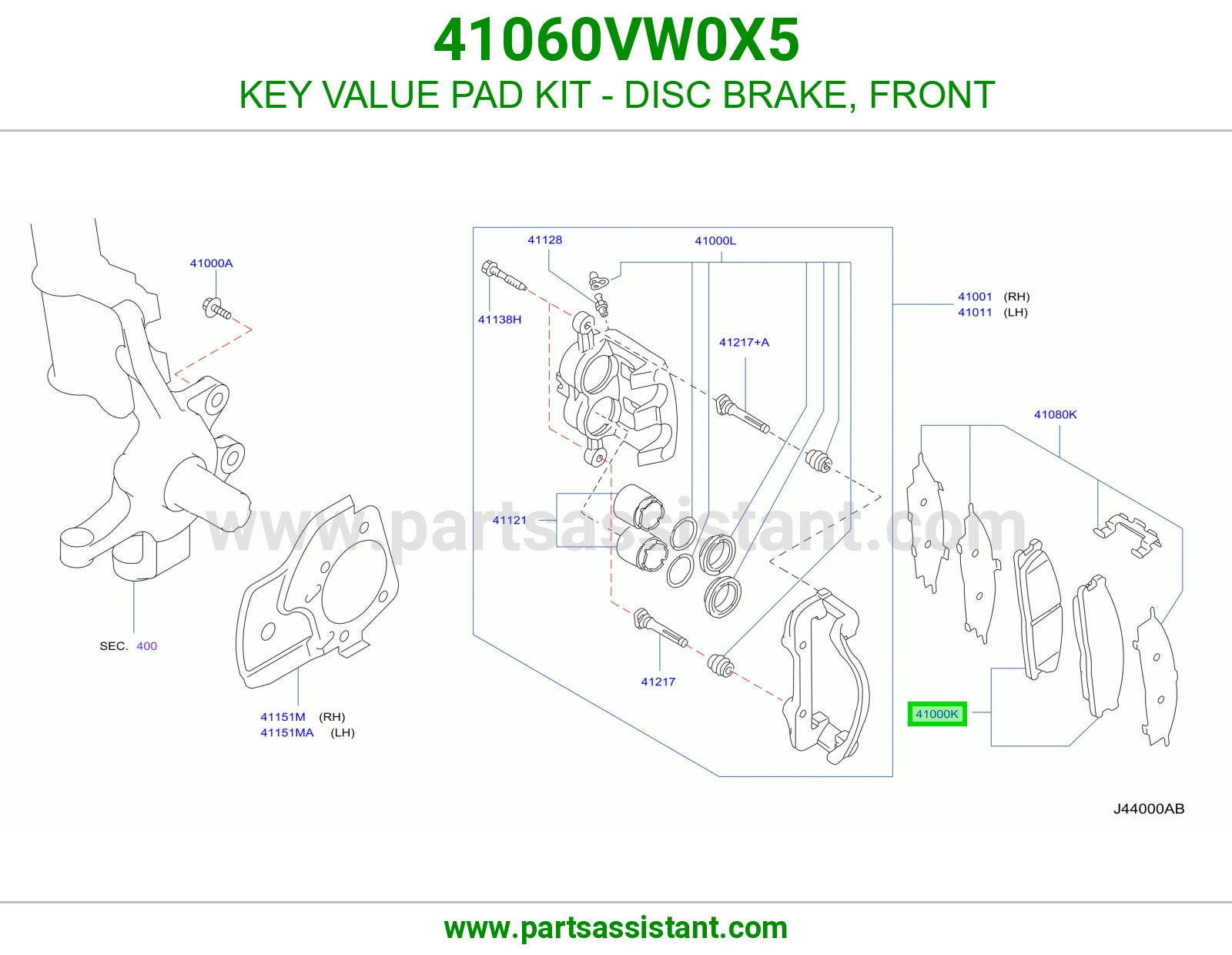 فحمات فرامل امامي 41060VW0X5