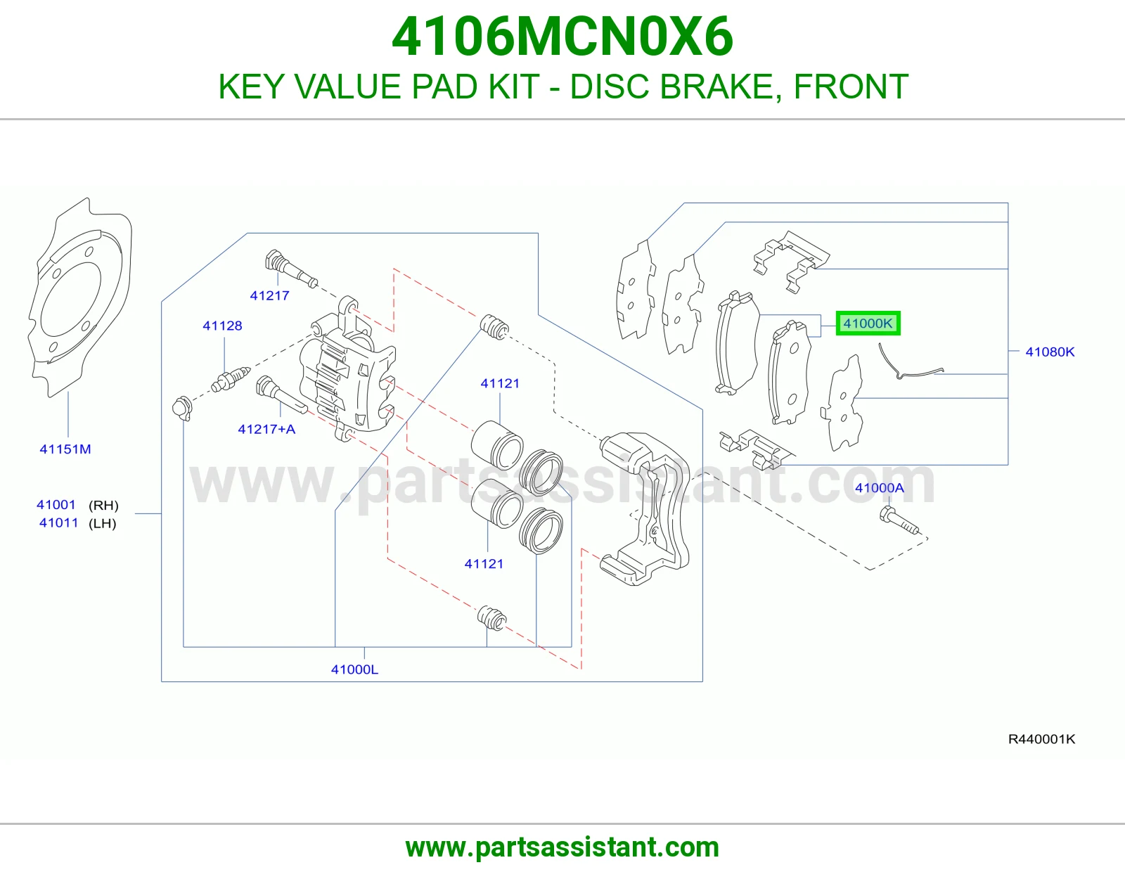 KEY VALUE PAD KIT - DISC BRAKE, FRONT 4106MCN0X6