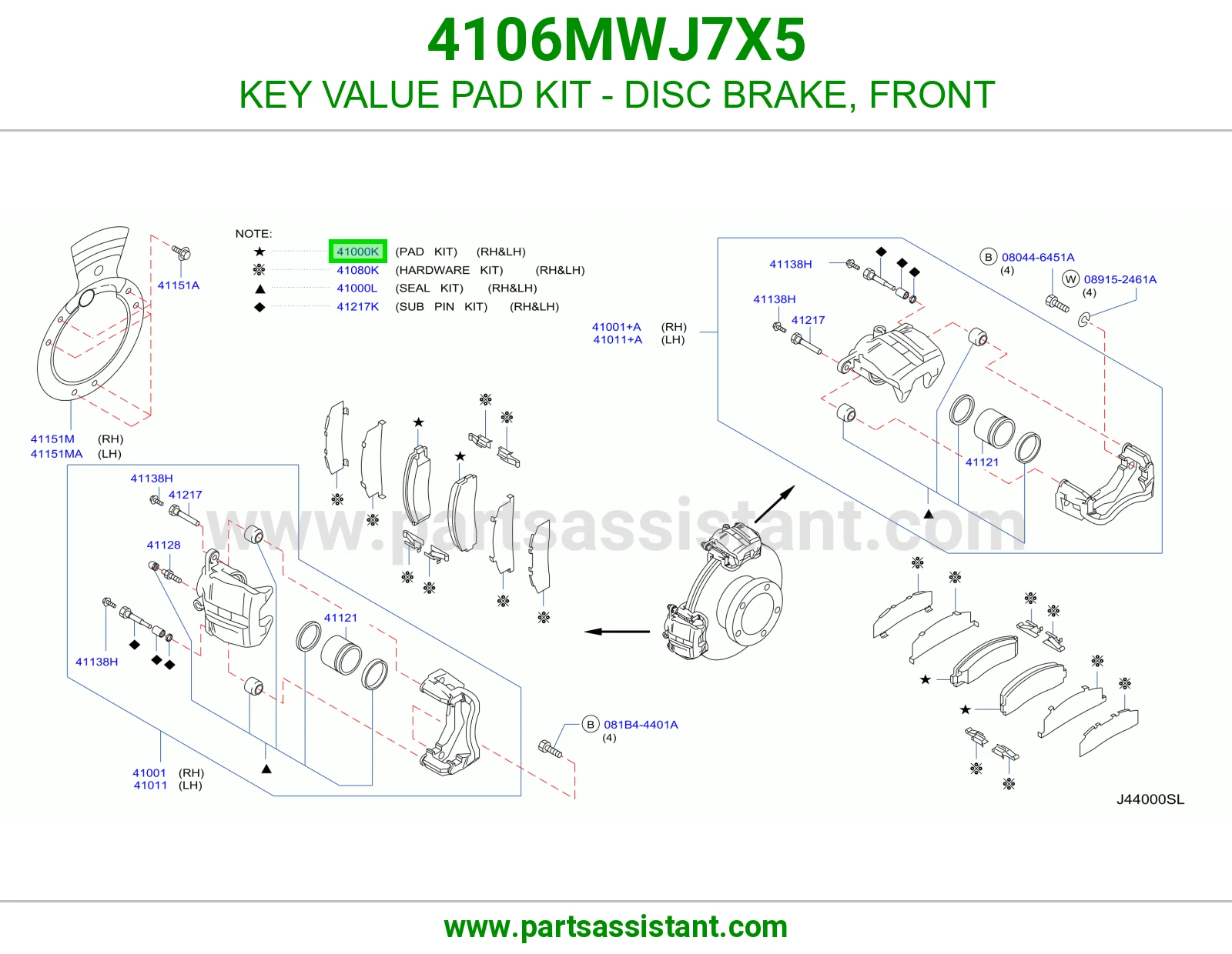 فحمات فرامل امامي 4106MWJ7X5