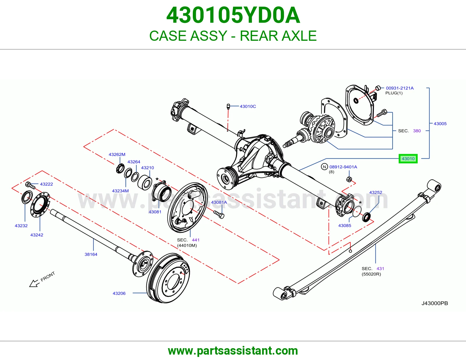 علبة عكس خلفي كاملة 430105YD0A