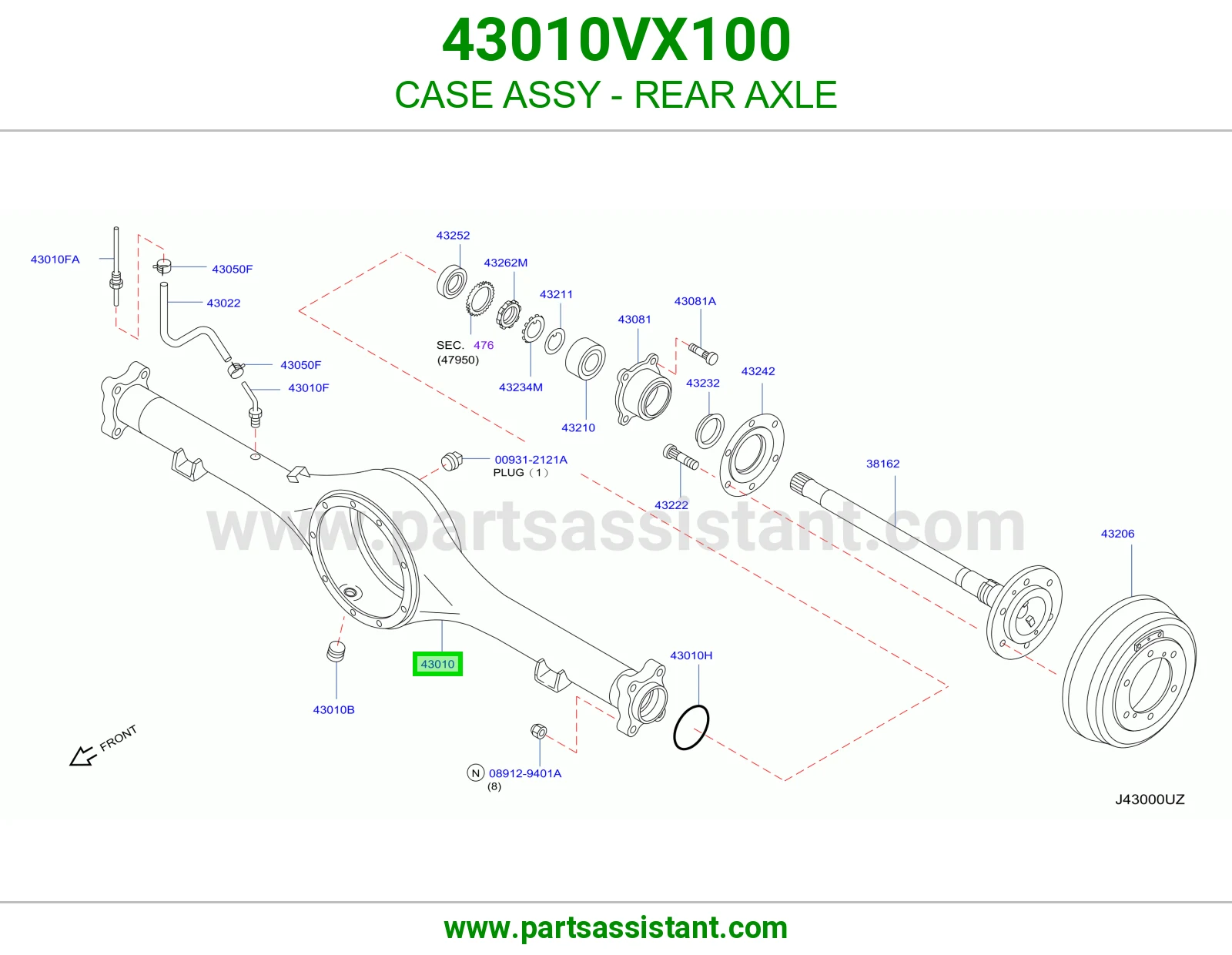 علبة عكس خلفي كاملة 43010VX100