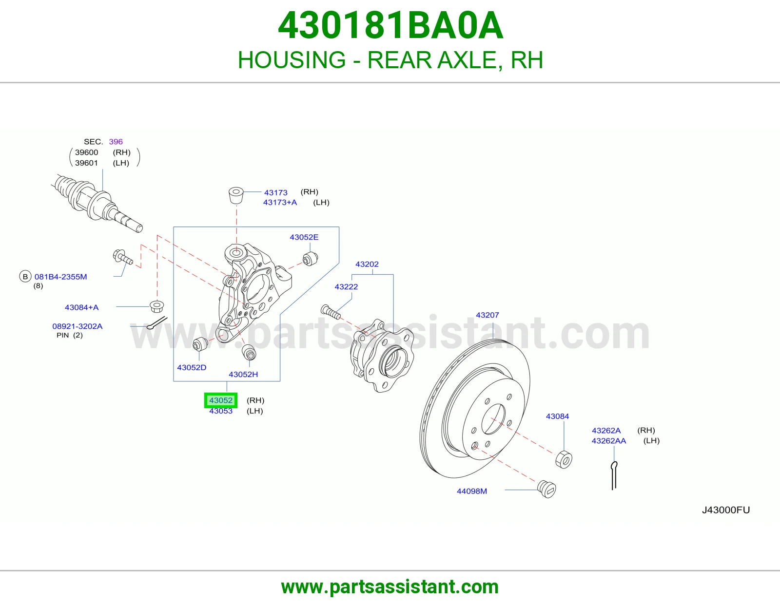 علبة عكس خلفي يمين 430181BA0A