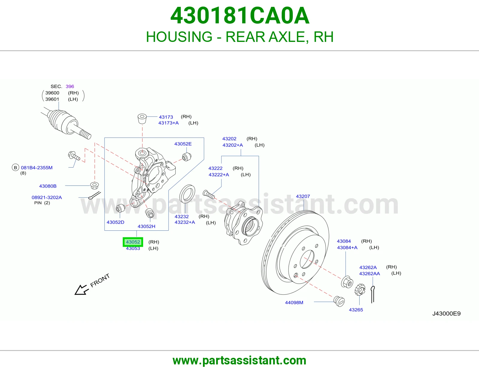 علبة عكس خلفي يمين 430181CA0A