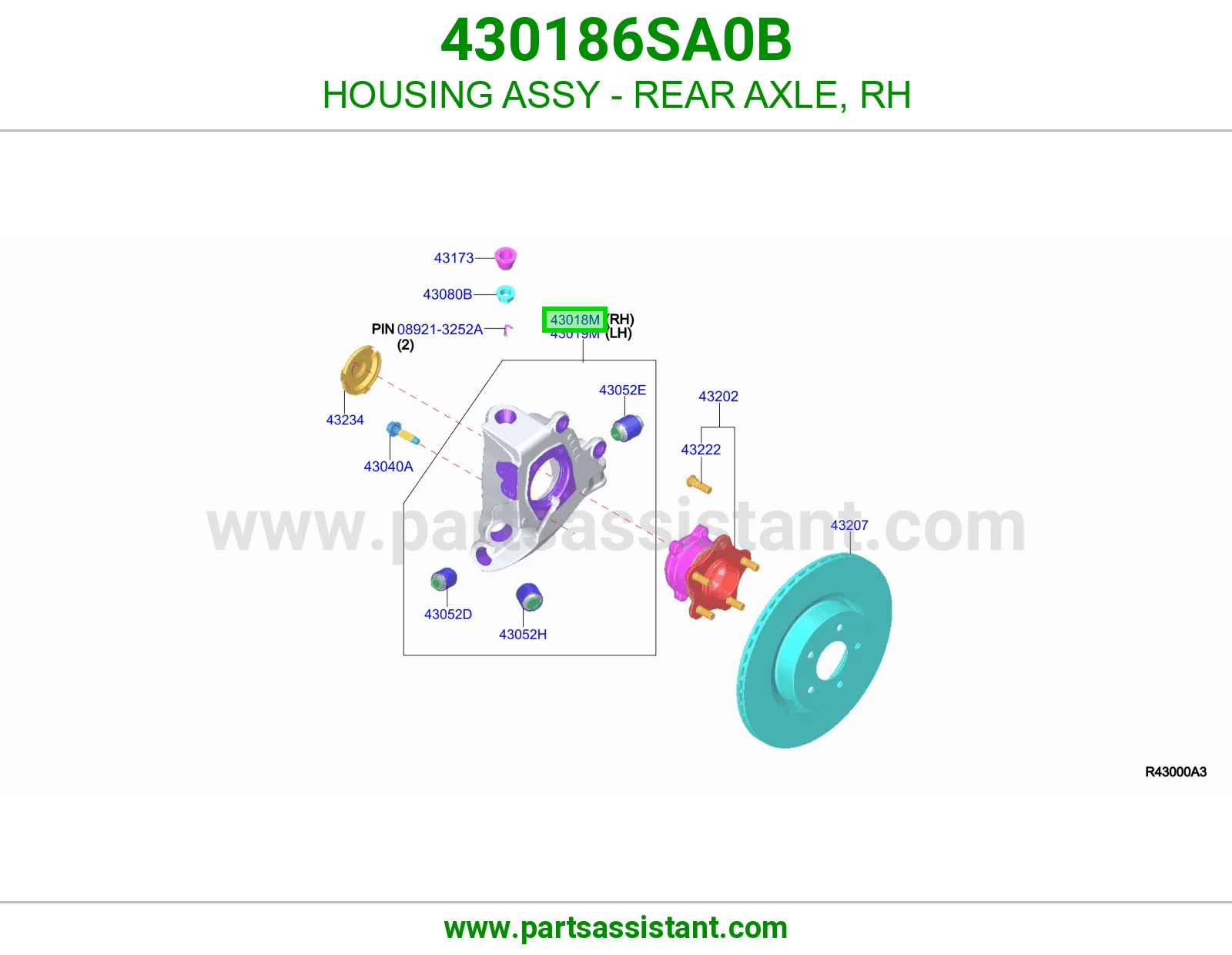 علبة عكس خلفي يمين كاملة 430186SA0B