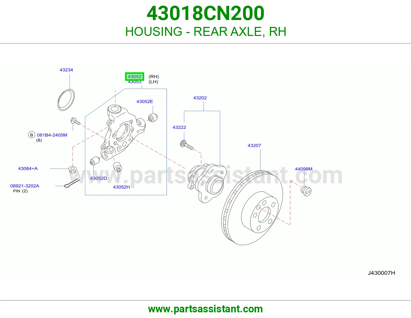 علبة عكس خلفي يمين 43018CN200