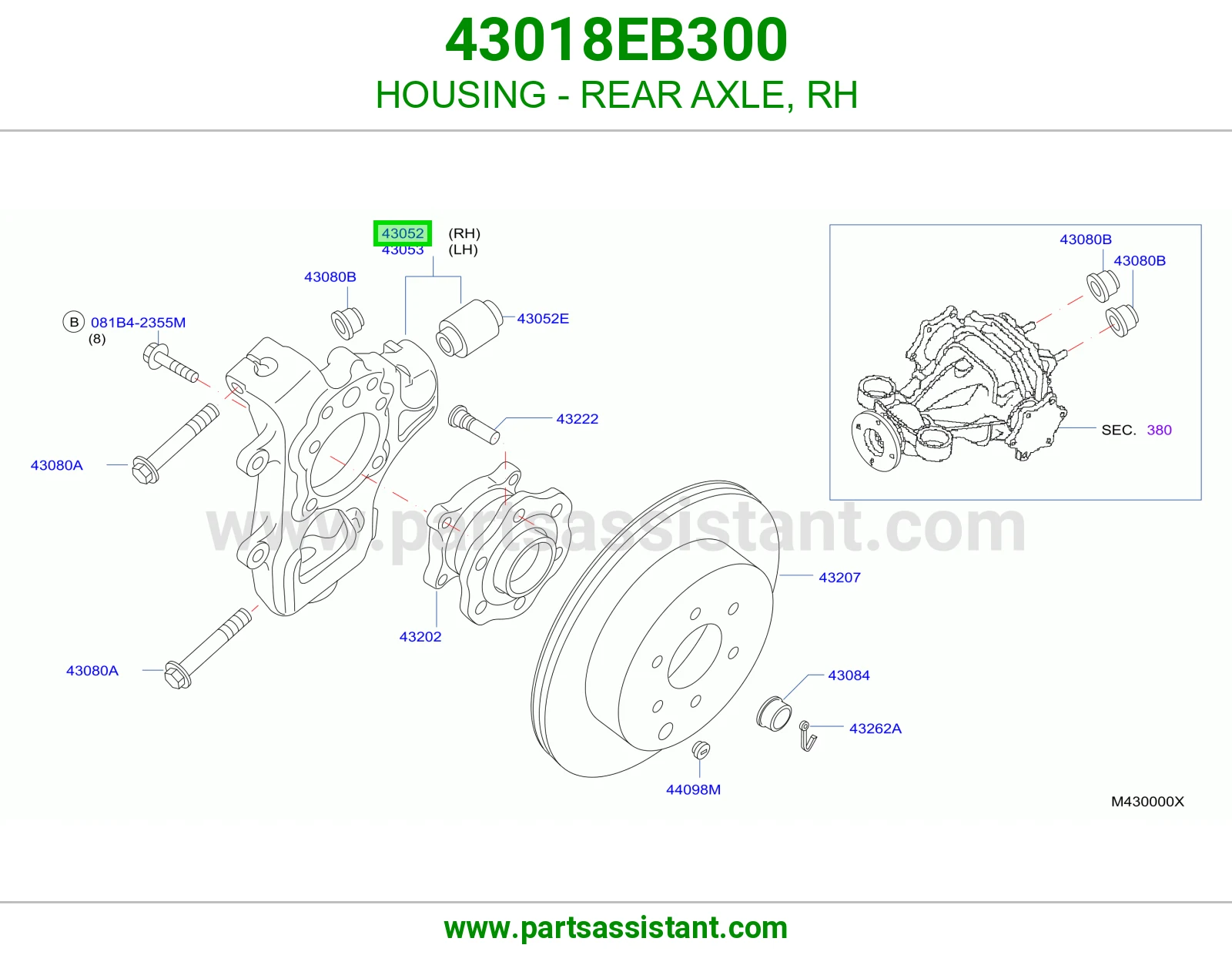 علبة عكس خلفي يمين 43018EB300