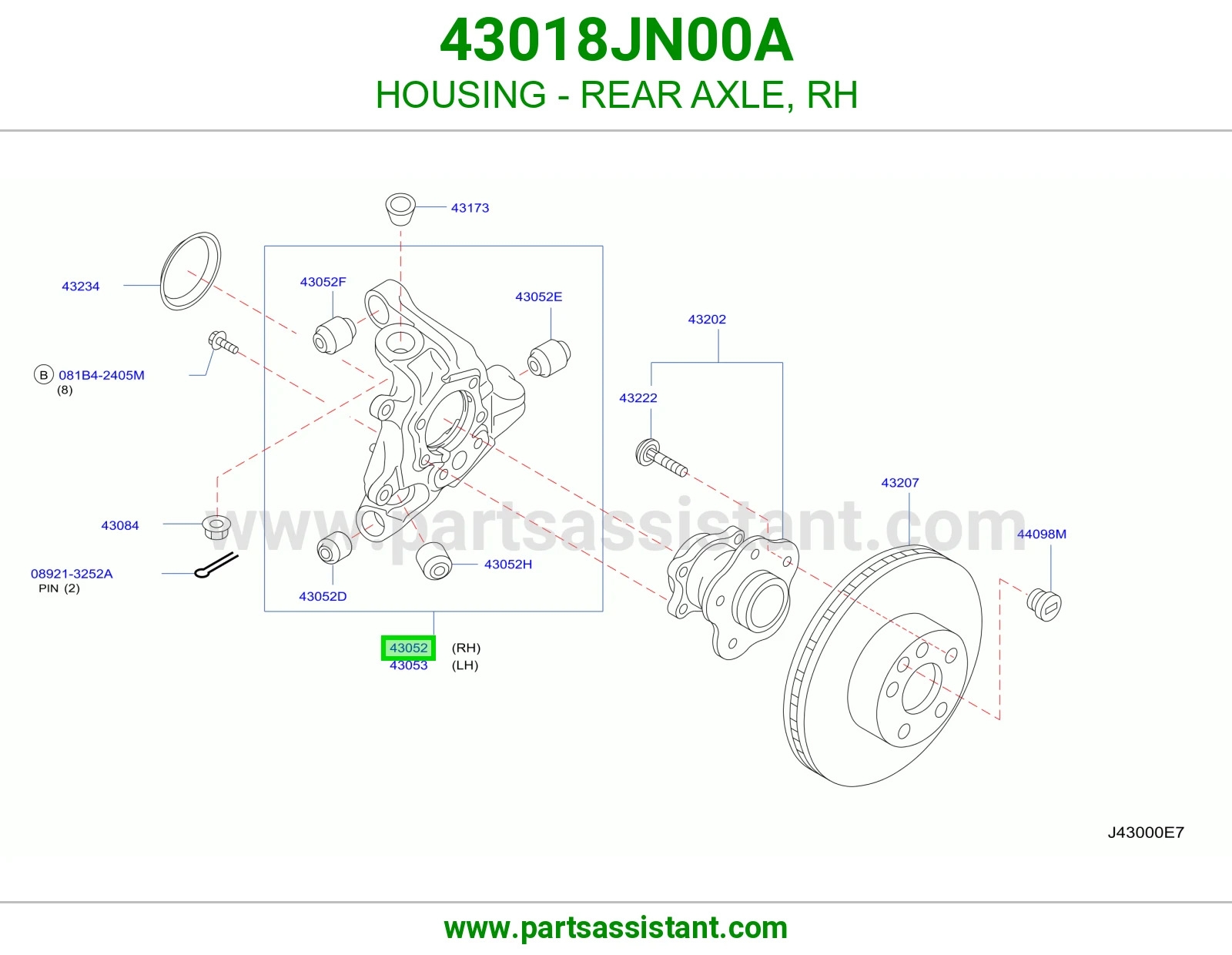 علبة عكس خلفي يمين 43018JN00A