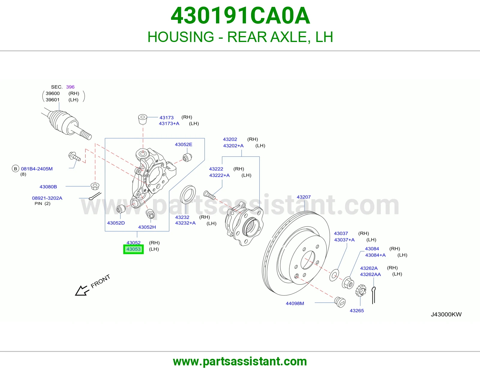 علبة عكس خلفي يسار 430191CA0A