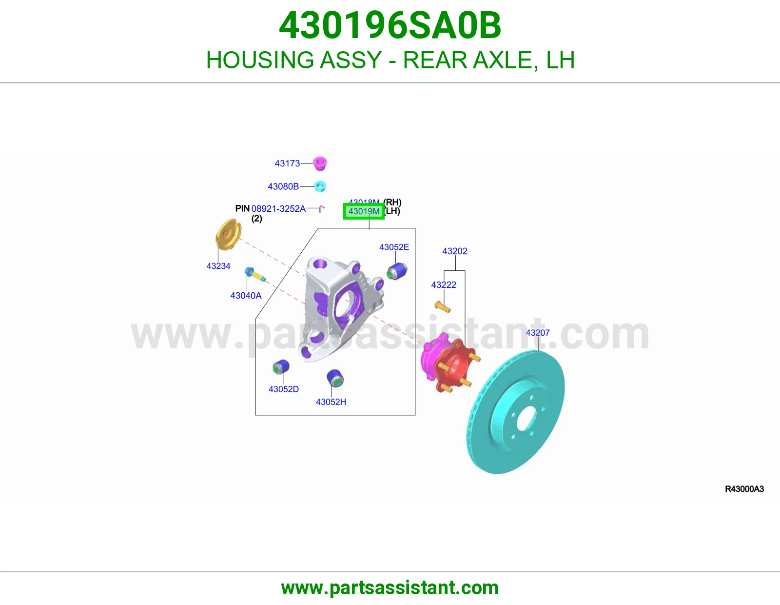 علبة عكس خلفي يسار كاملة 430196SA0B