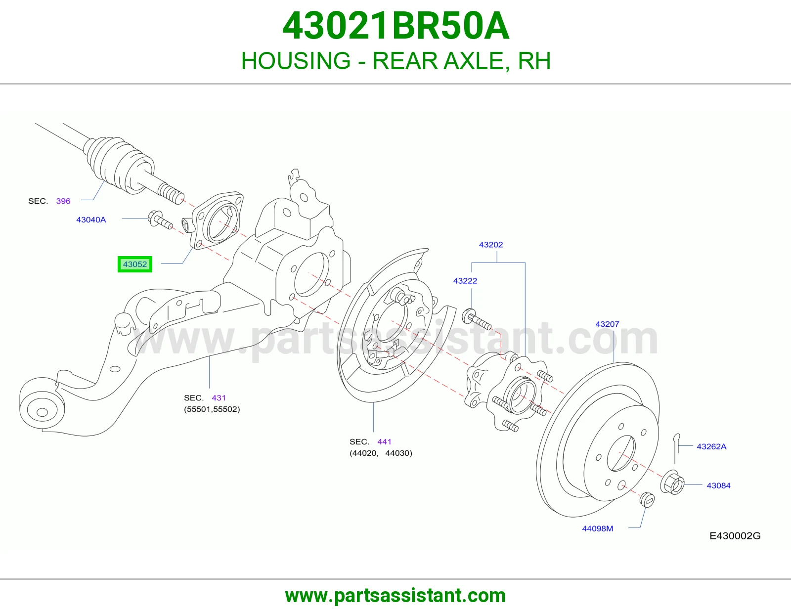 علبة عكس خلفي 43021BR50A
