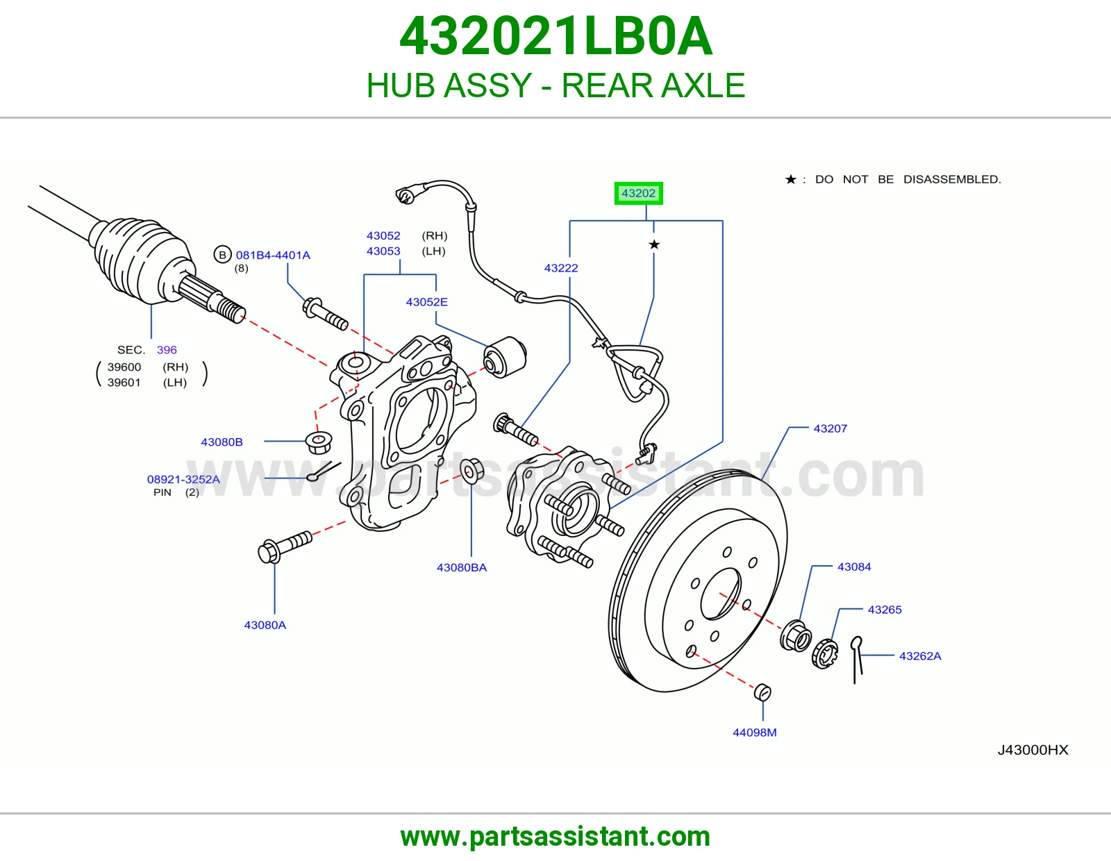 HUB ASSY - REAR AXLE 432021LB0A