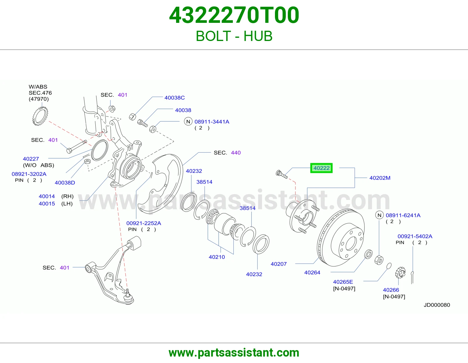 مسمار هوب 4322270T00