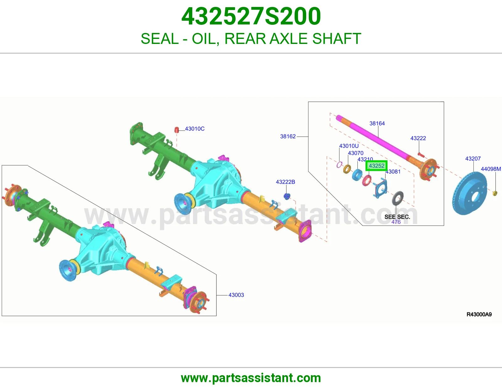 جلدة زيت محور عمود خلفي 432527S200