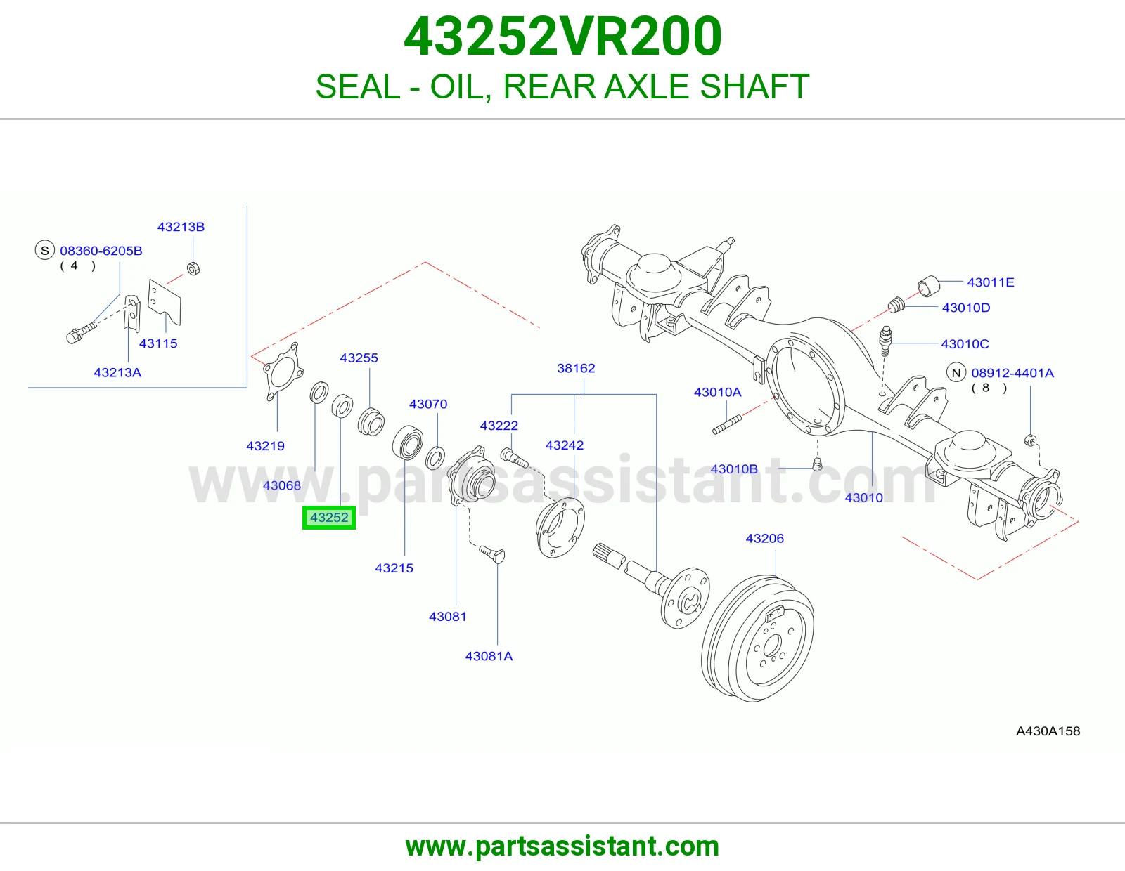 جلدة زيت محور عمود خلفي 43252VR200