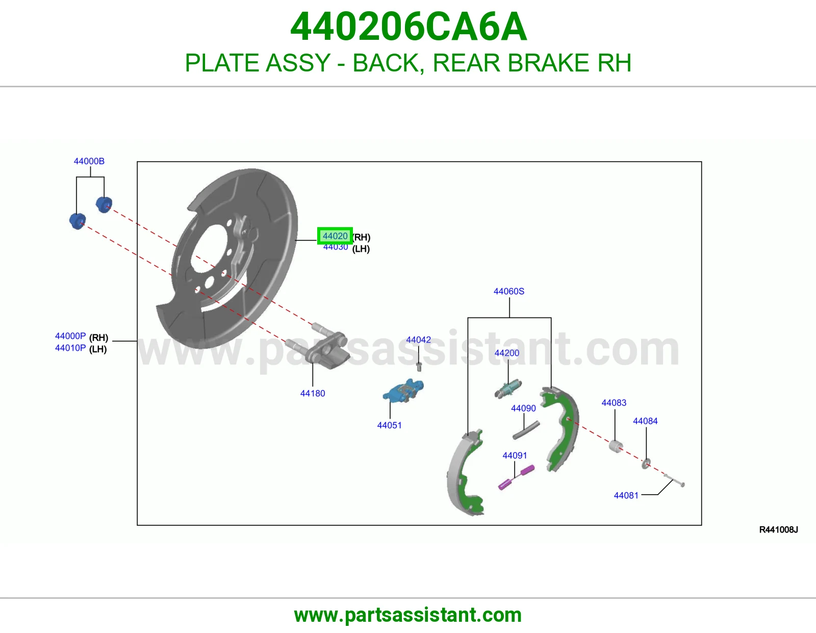 صاج ظهر فرامل خلفية يمين كامل 440206CA6A