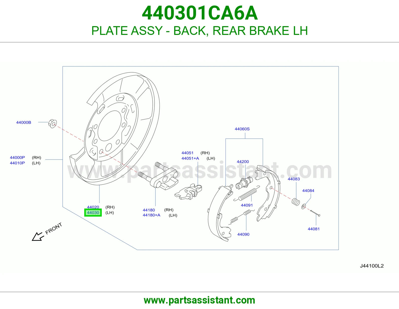 صاج ظهر فرامل خلفية يسار كامل 440301CA6A