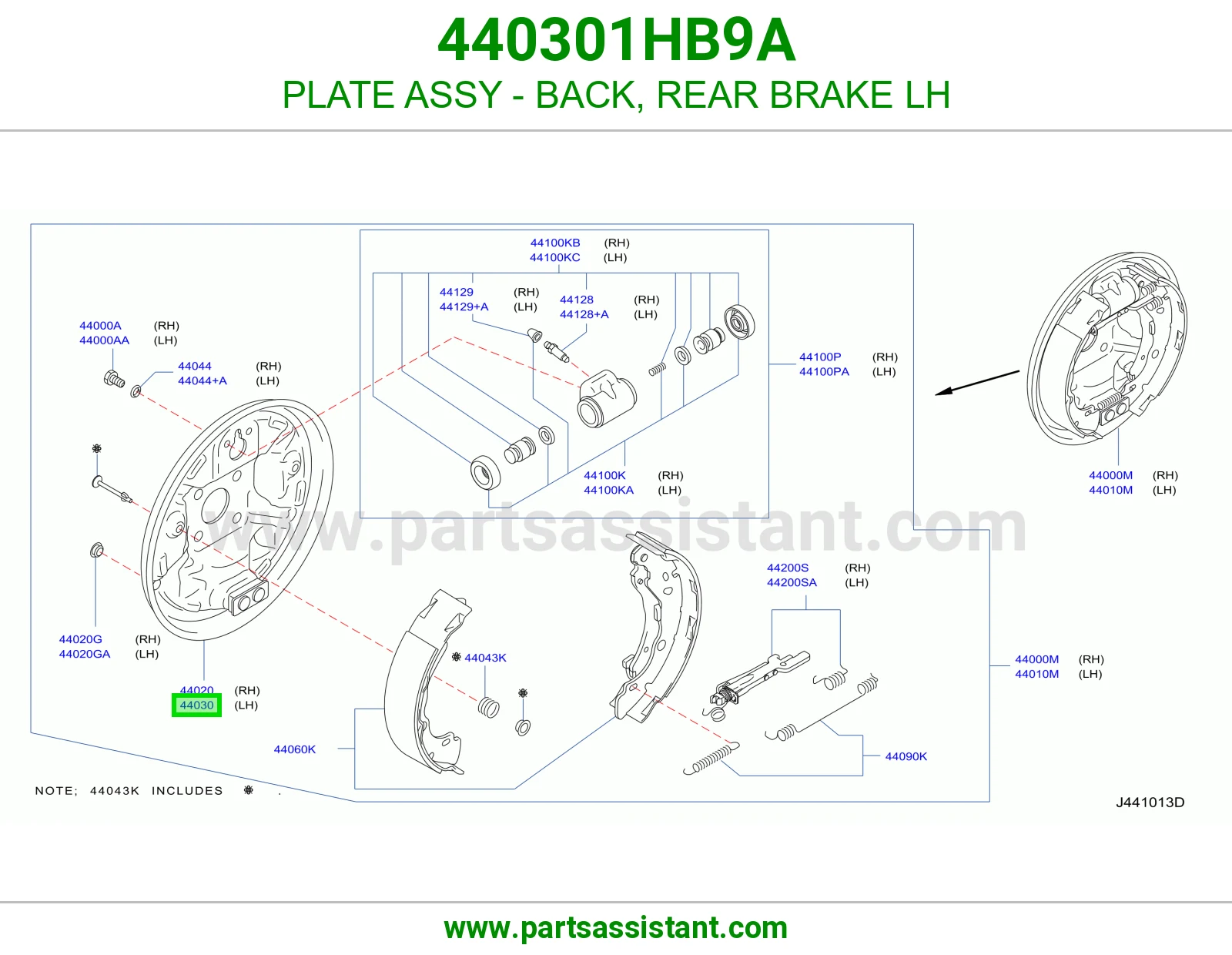 صاج ظهر فرامل خلفية يسار كامل 440301HB9A