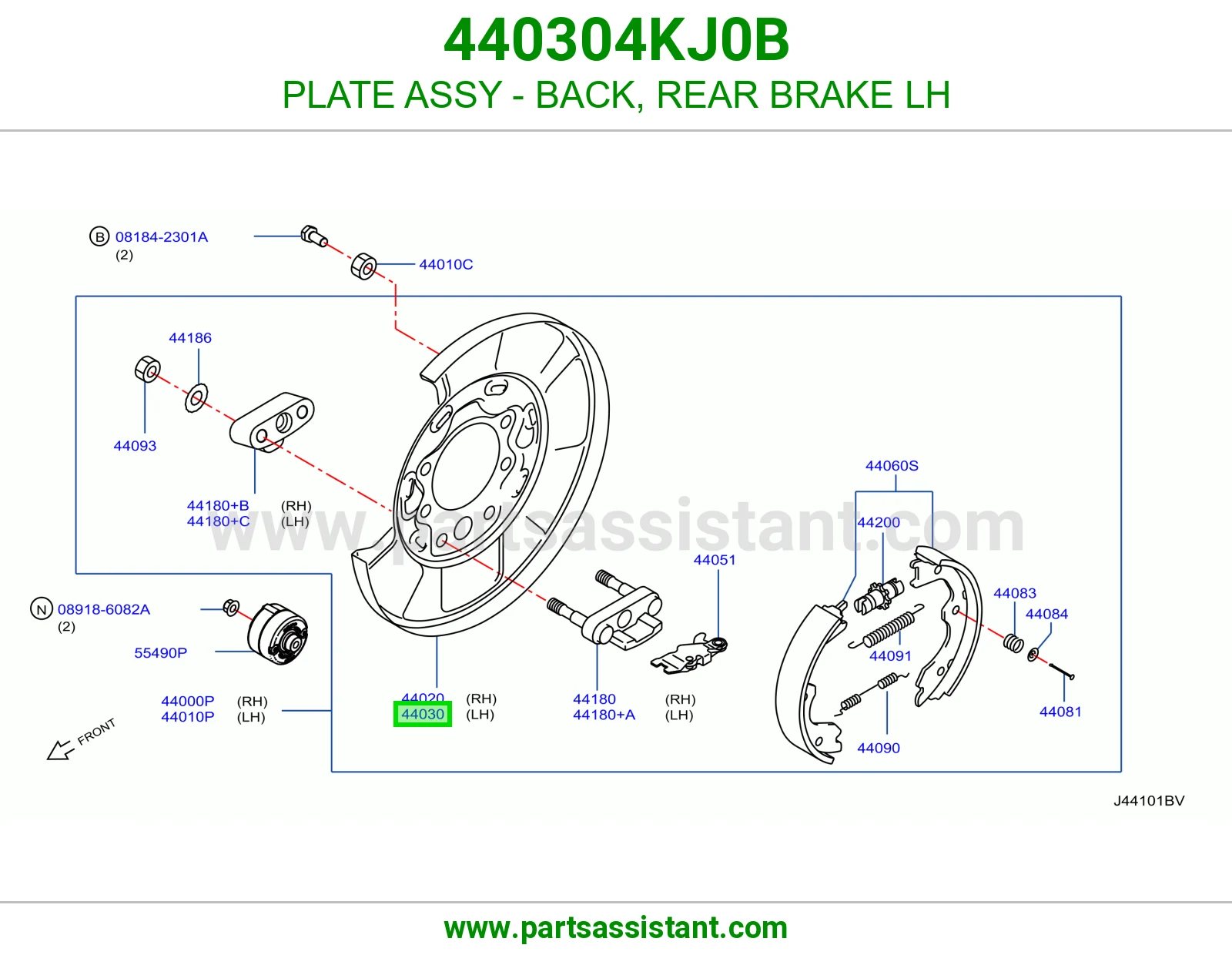 صاج ظهر فرامل خلفية يسار كامل 440304KJ0B