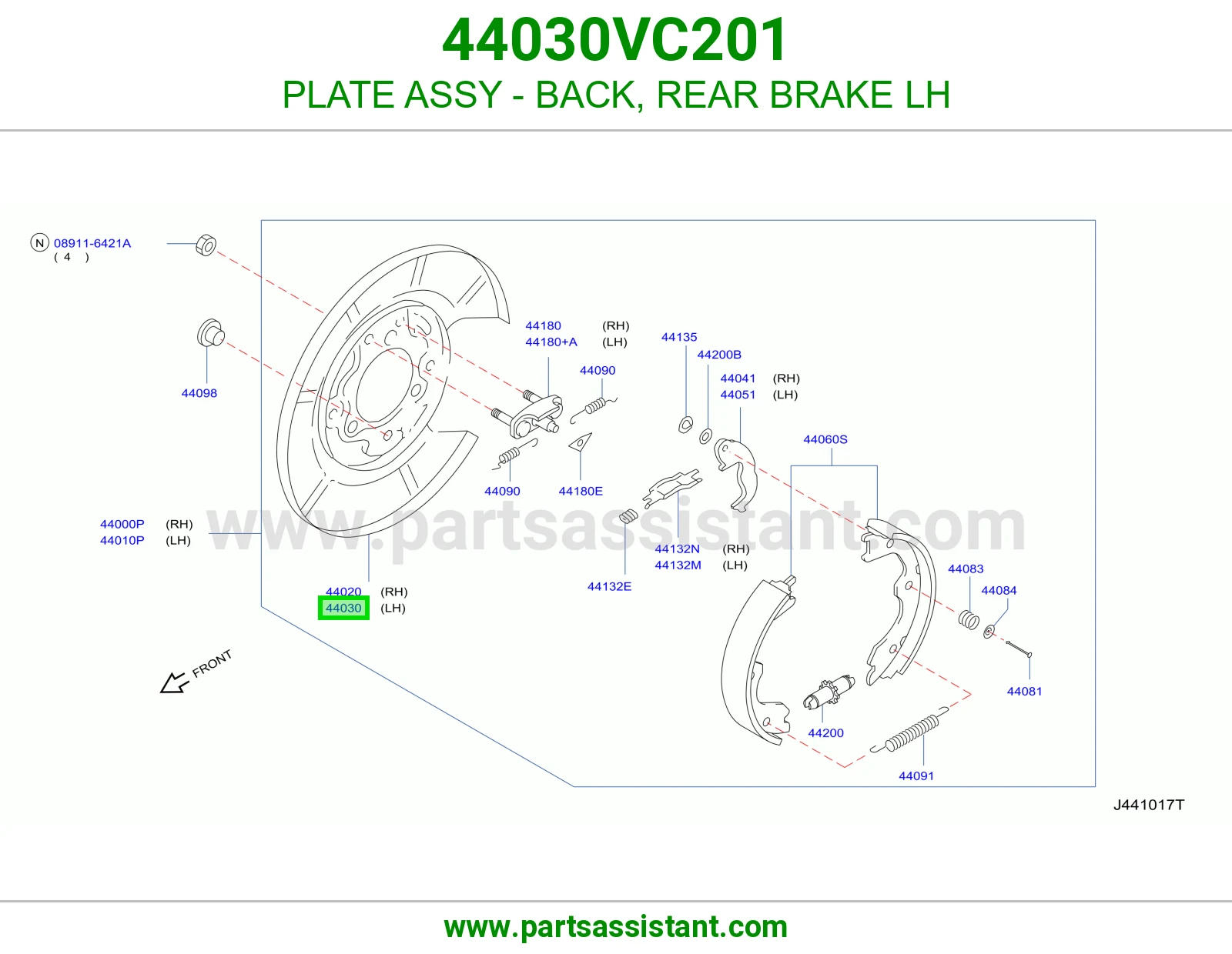 صاج ظهر فرامل خلفية يسار كامل 44030VC201