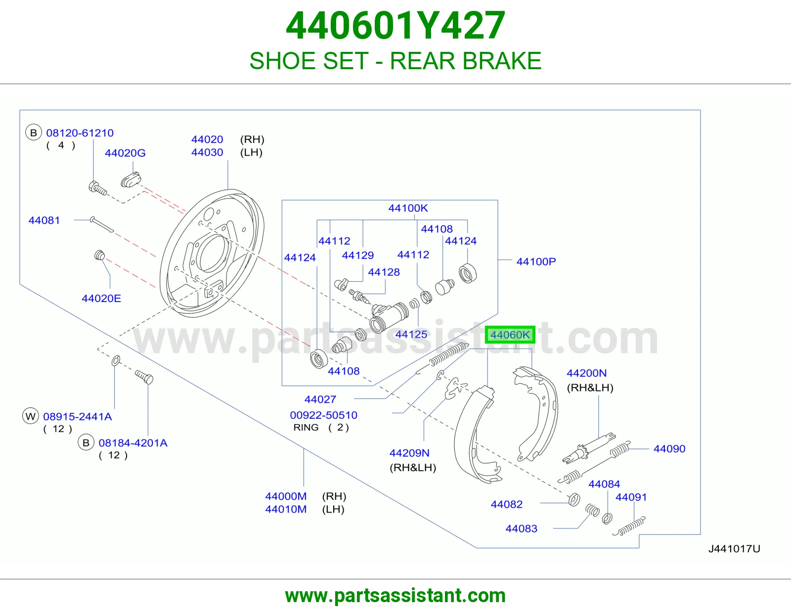 SHOE SET - REAR BRAKE 440601Y427