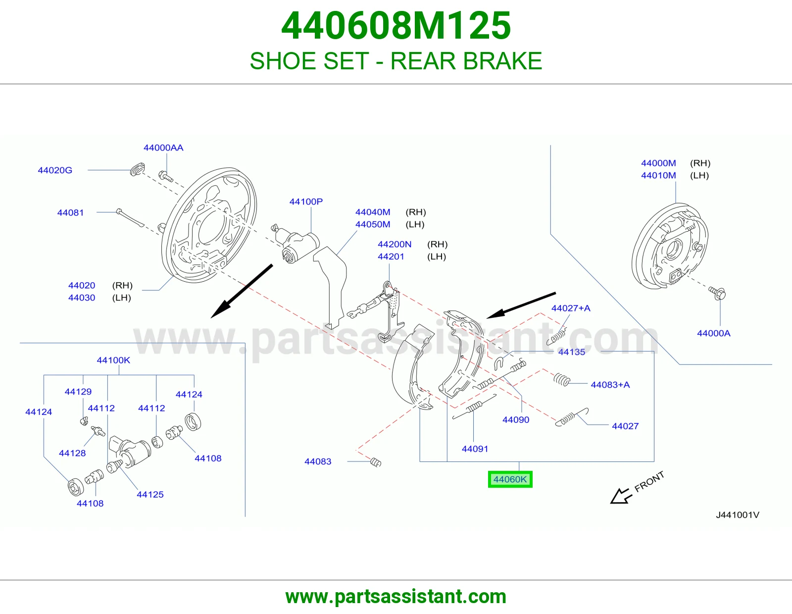 قماش فرامل خلفي 440608M125