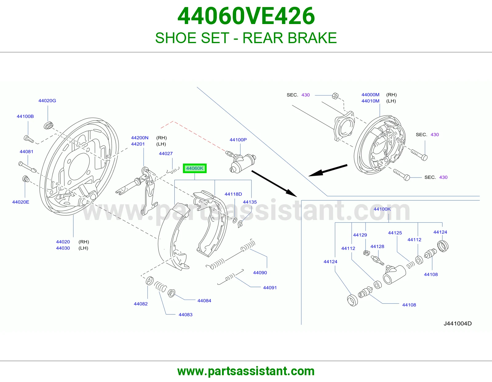 قماش فرامل خلفي 44060VE426