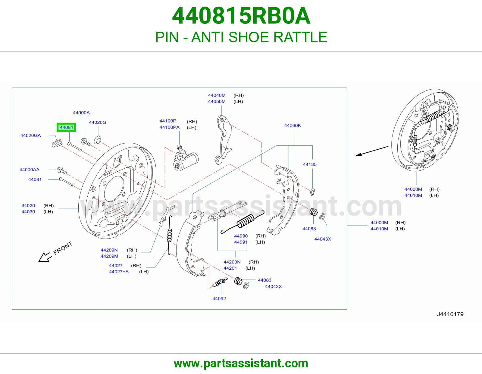 مسمار مانع طقطقة قماش فرامل 440815RB0A