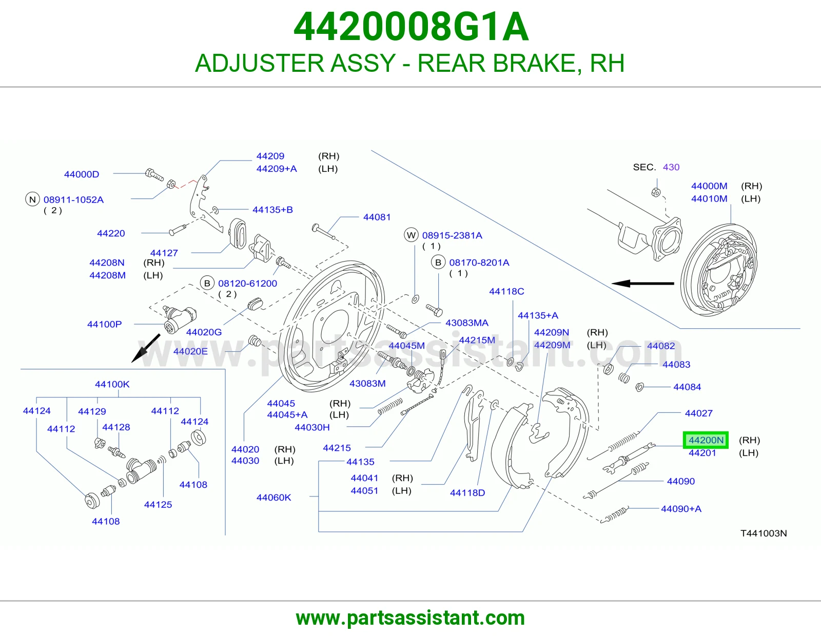ضابط كامل فرامل خلفي يمين 4420008G1A