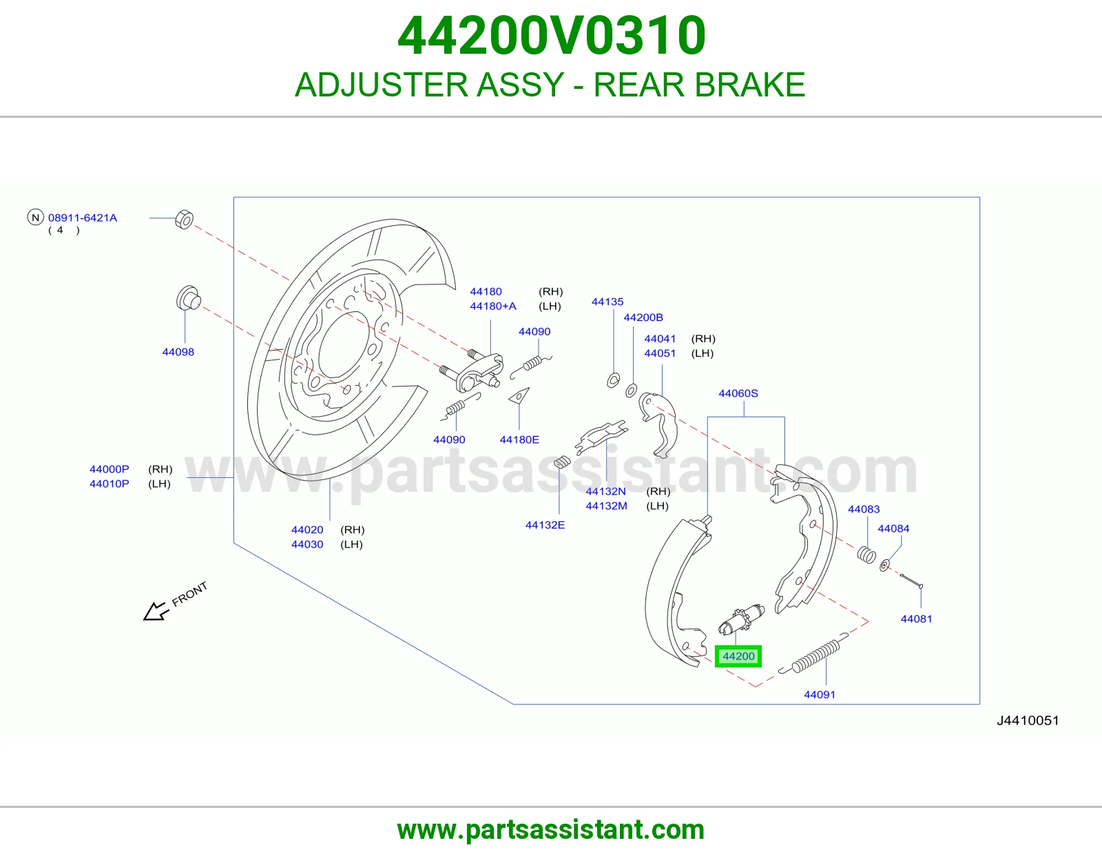 قطعة ضبط فرامل خلفية كاملة 44200V0310