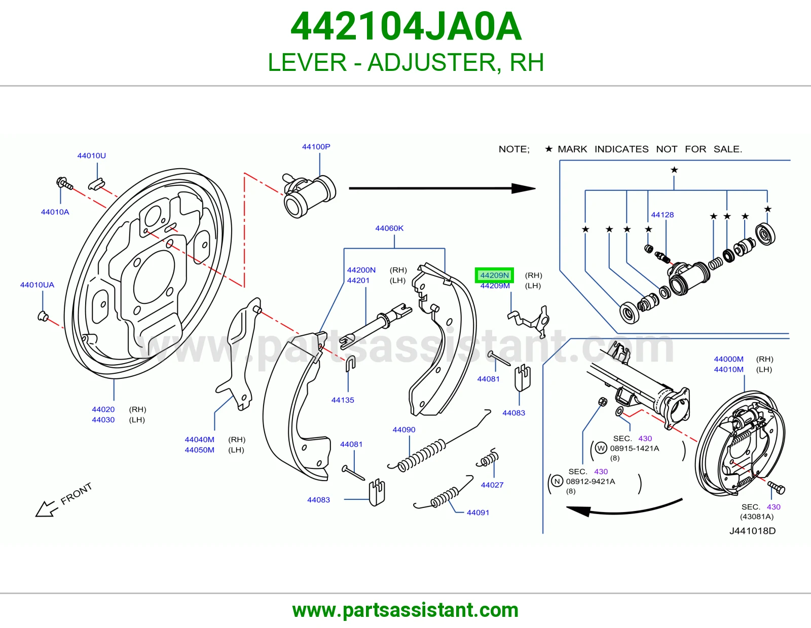 ذراع قطعة ضبط يمين 442104JA0A